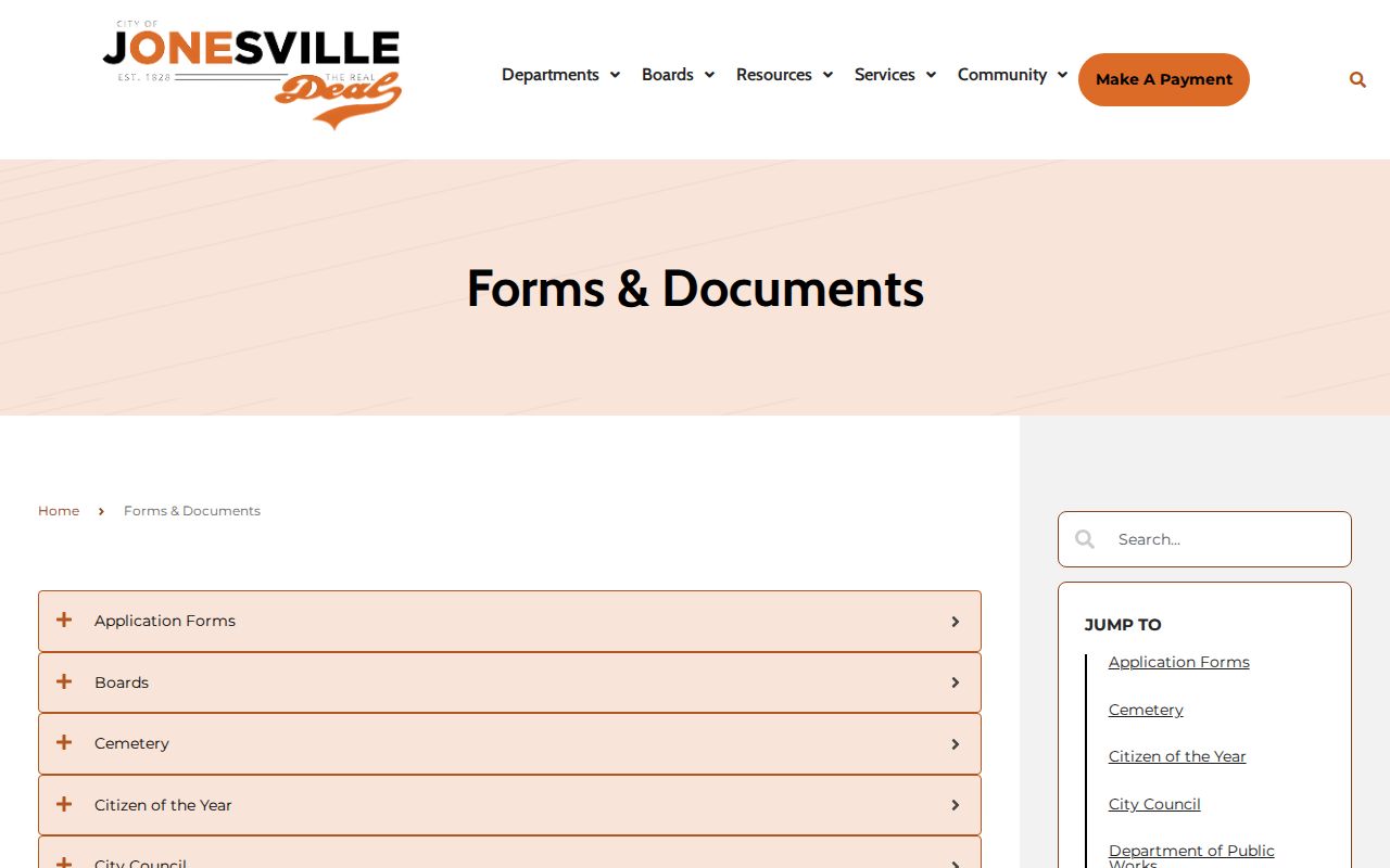 Jonesville criminal records forms and public documents page