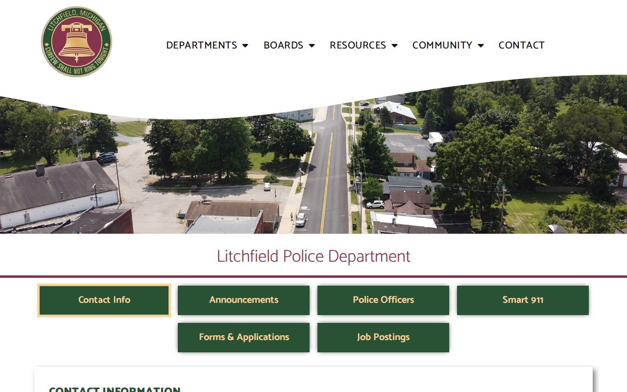 Litchfield criminal records contact page for the Police Department